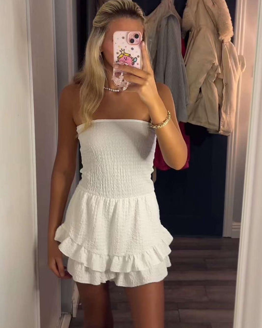 Bandeau Frill Playsuit White 🤍